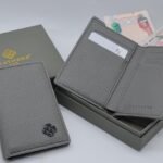 Feathers UAE Men's Dark Grey Pebbled Leather Bifold Wallet